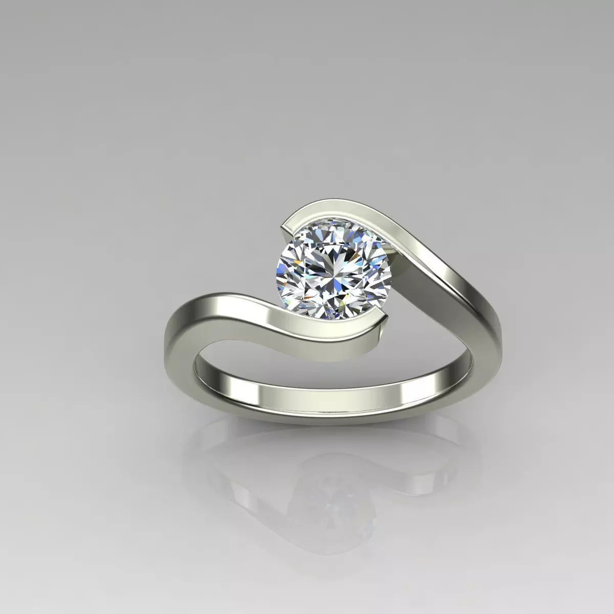Solitaire Ring 3D print model_0