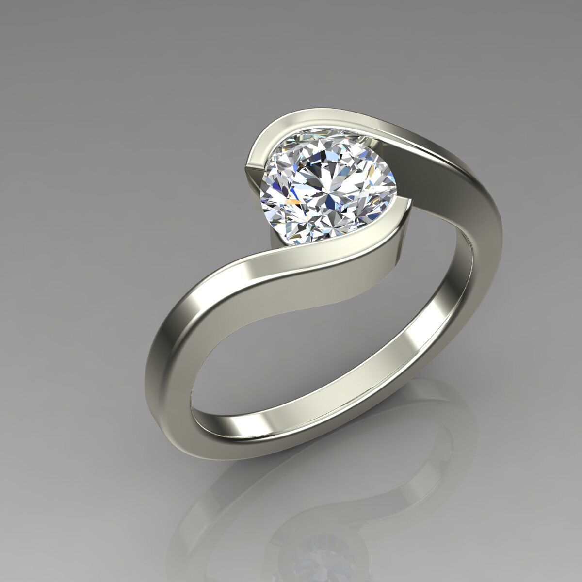 Solitaire Ring 3D print model_1