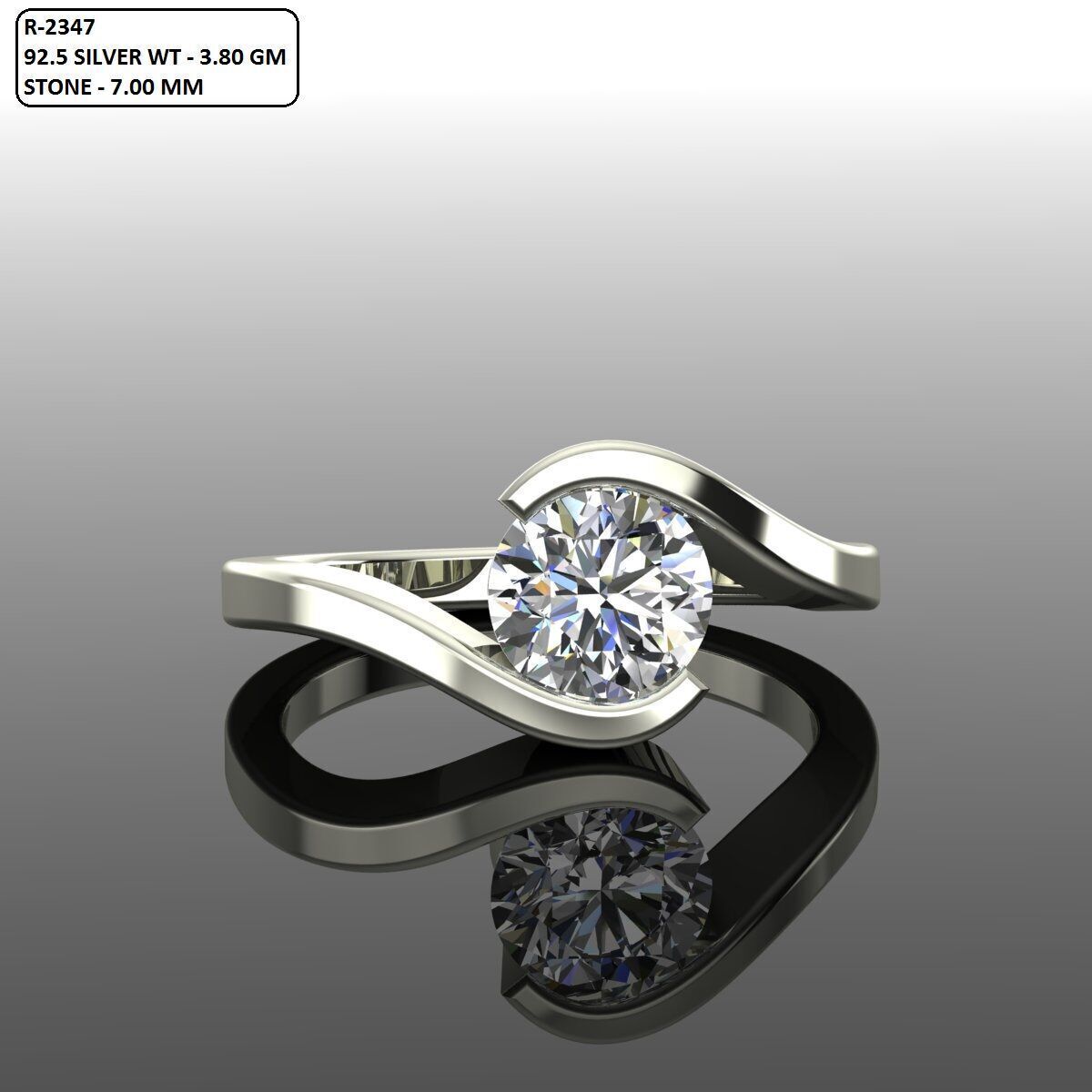 Solitaire Ring 3D print model_2