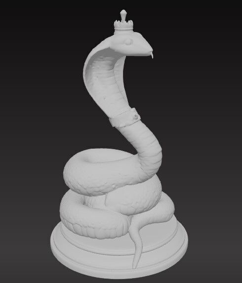 Victorian Style King Cobra Sculpture 3D Model STL FBX OBJ GLB 3D print model_4