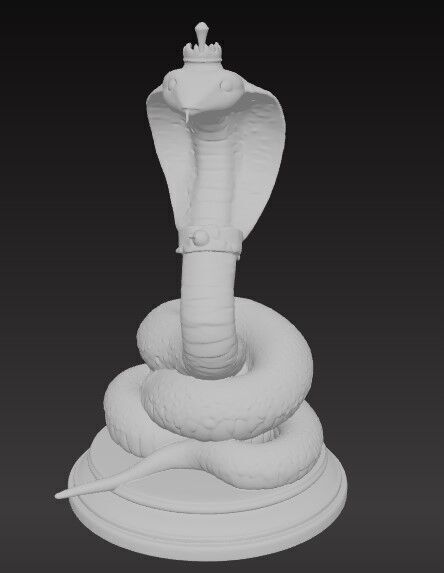 Victorian Style King Cobra Sculpture 3D Model STL FBX OBJ GLB 3D print model_2