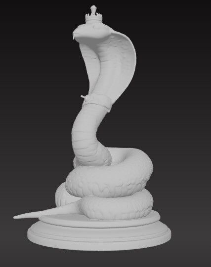 Victorian Style King Cobra Sculpture 3D Model STL FBX OBJ GLB 3D print model_1