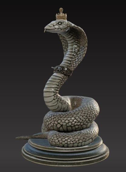 Victorian Style King Cobra Sculpture 3D Model STL FBX OBJ GLB 3D print model_8