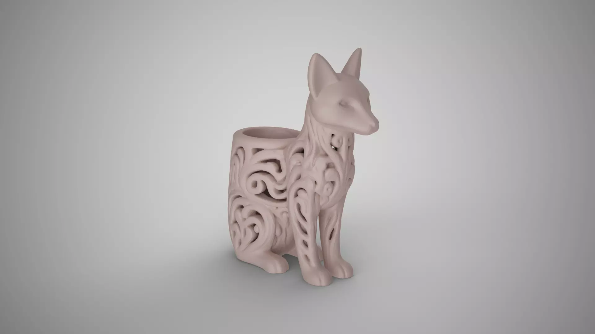 Fox Carved Pen Holder 3D print model_0