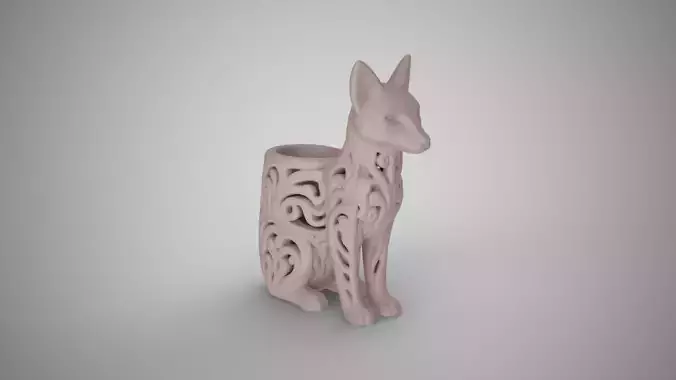 Fox Carved Pen Holder