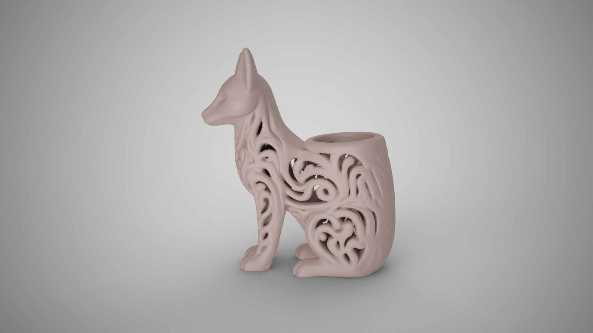 Fox Carved Pen Holder 3D print model_5