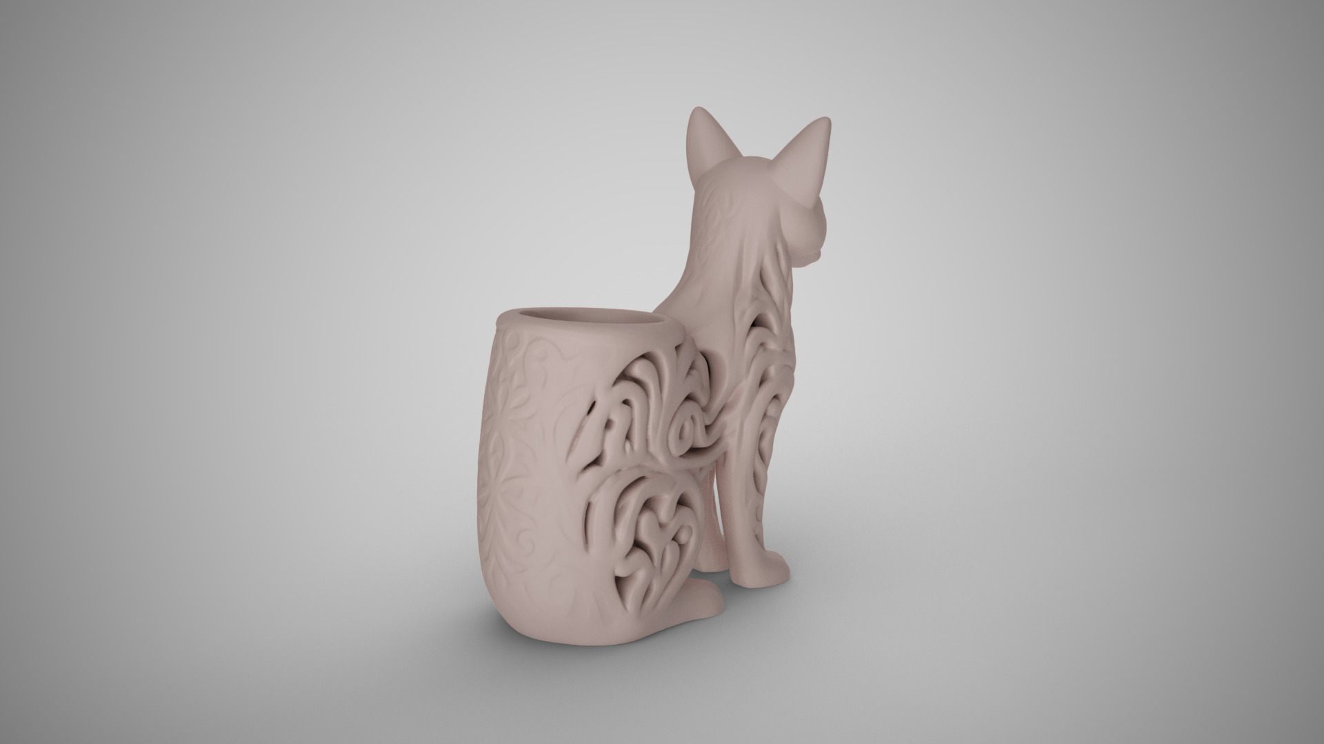 Fox Carved Pen Holder 3D print model_2