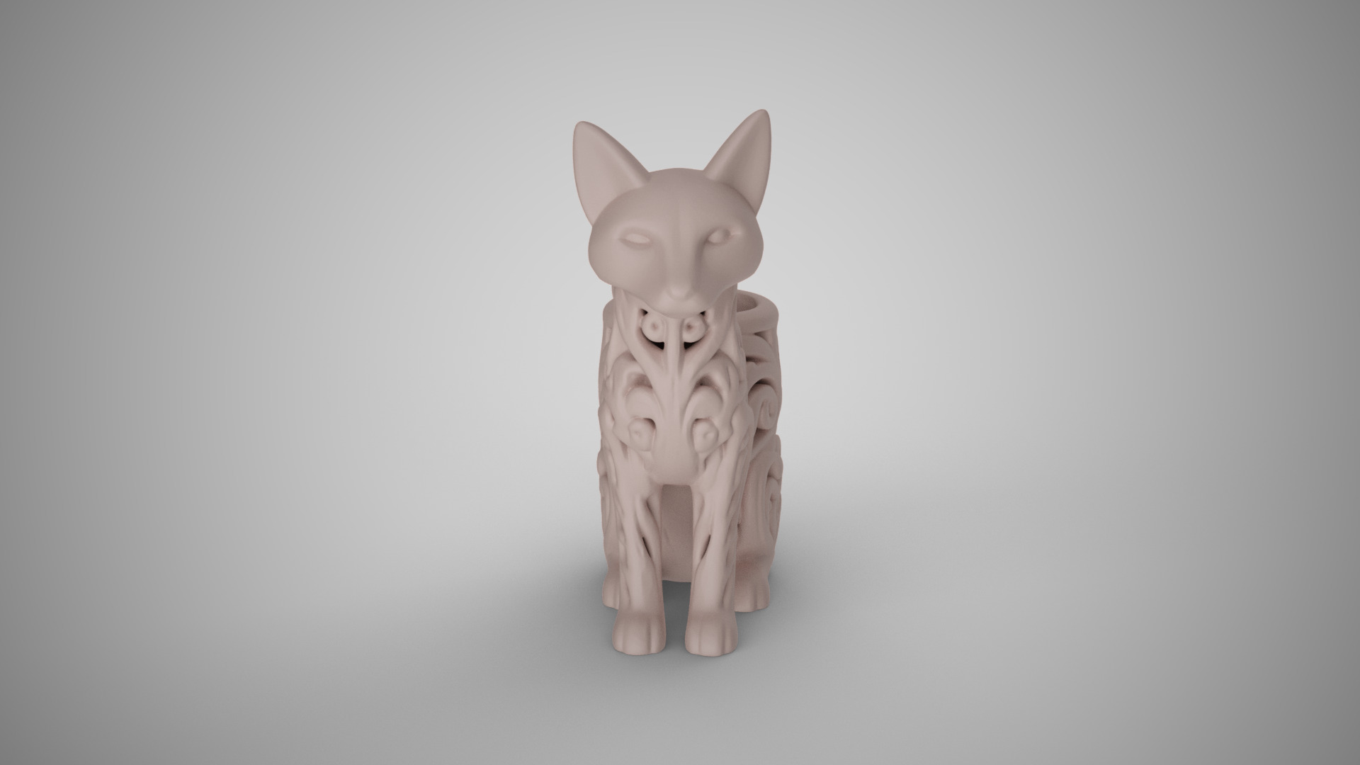 Fox Carved Pen Holder 3D print model_7