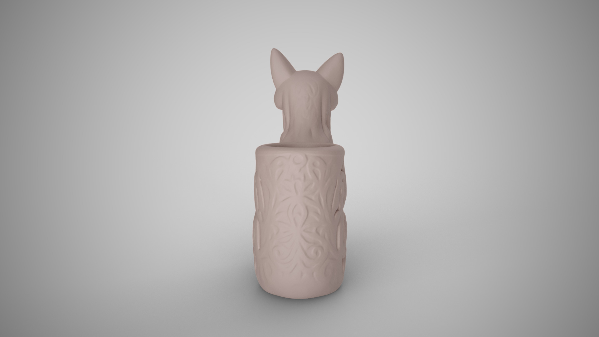 Fox Carved Pen Holder 3D print model_3