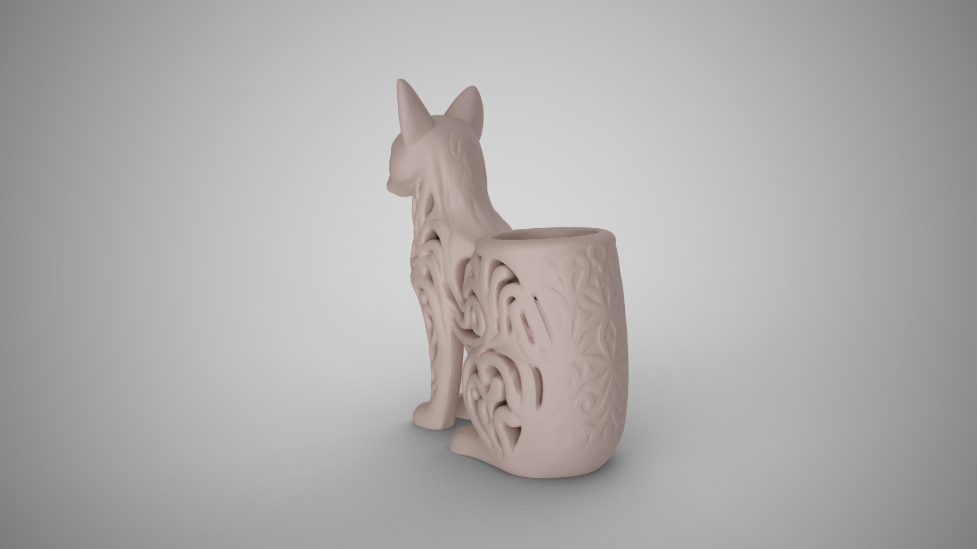 Fox Carved Pen Holder 3D print model_4