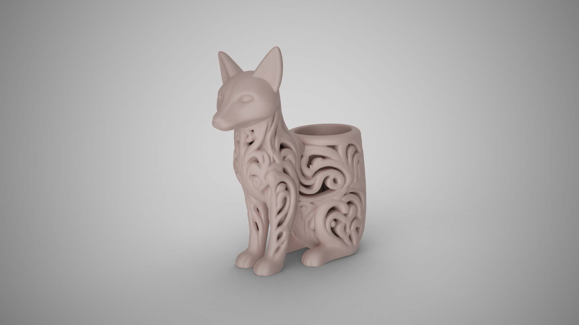 Fox Carved Pen Holder 3D print model_6
