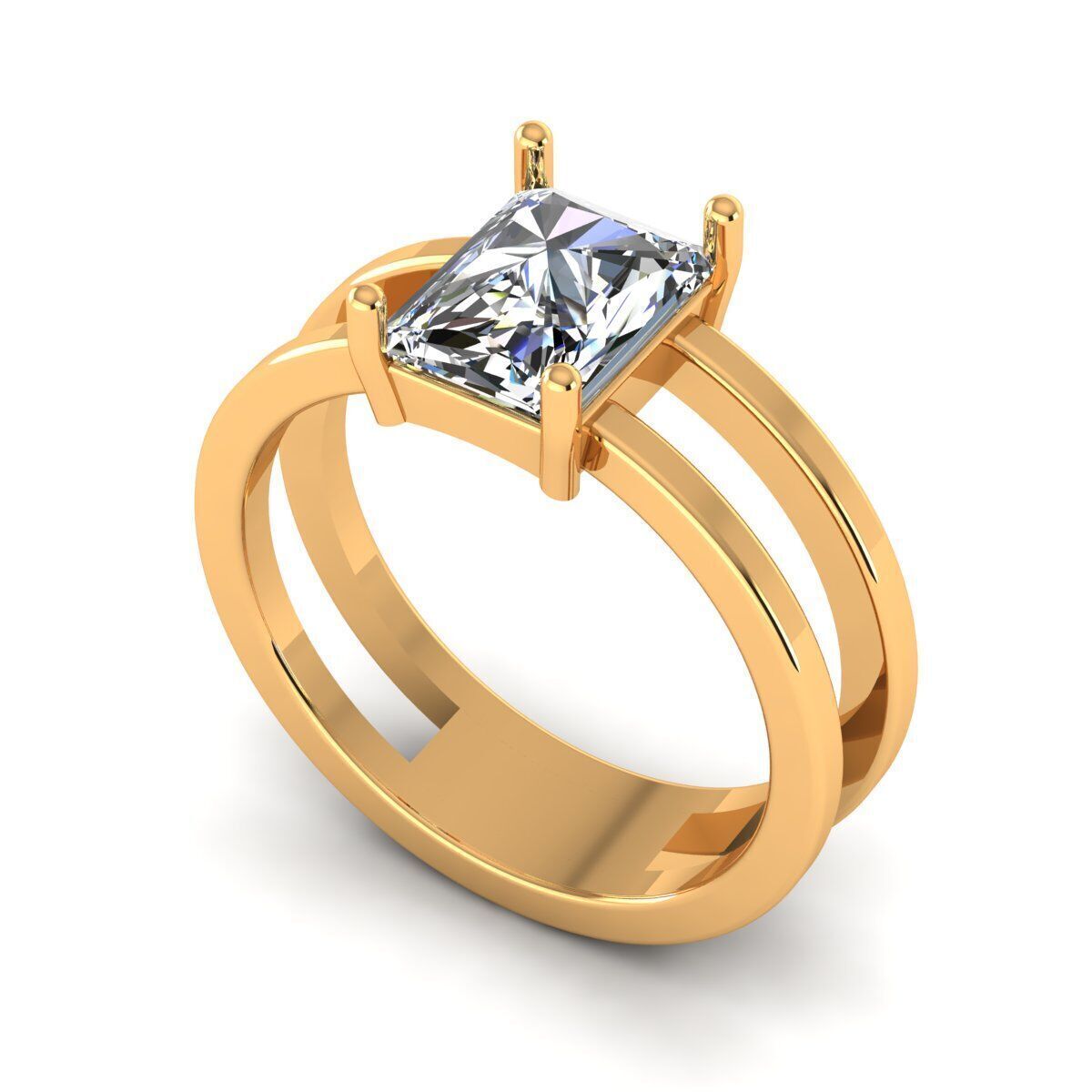 Solitaire Ring 3D print model_3