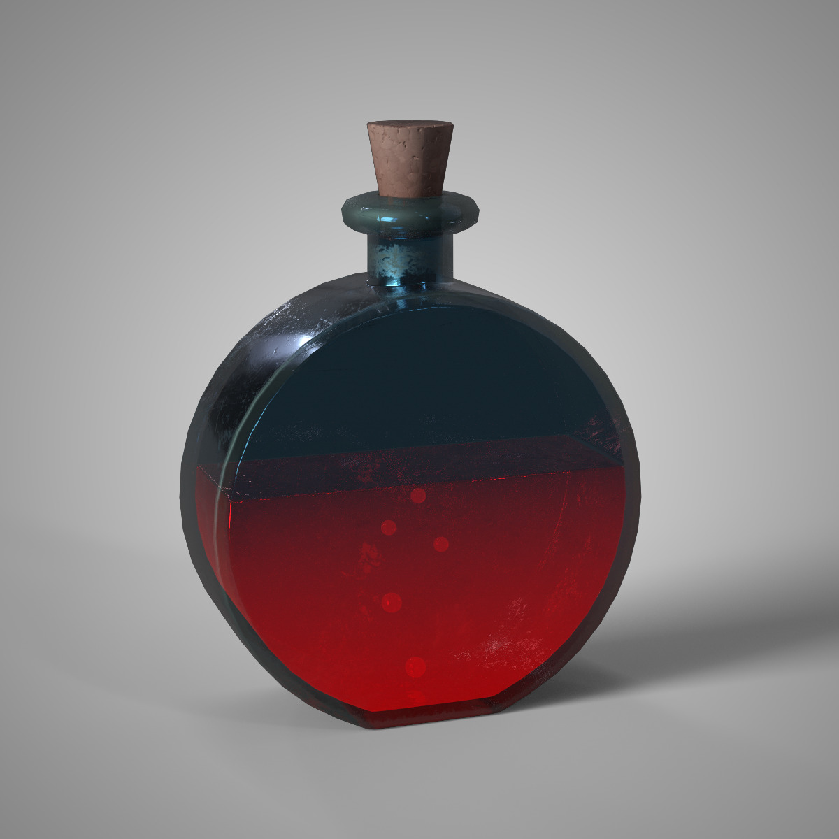 Red Potion Bottle Game Ready Fantasy Asset Low-poly 3D model_3