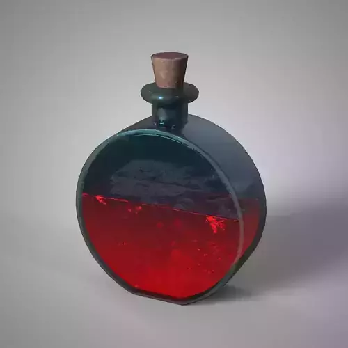 Red Potion Bottle Game Ready Fantasy Asset