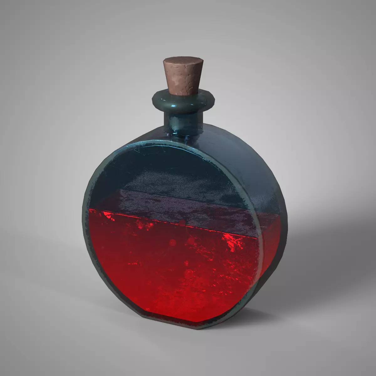 Red Potion Bottle Game Ready Fantasy Asset Low-poly 3D model_0