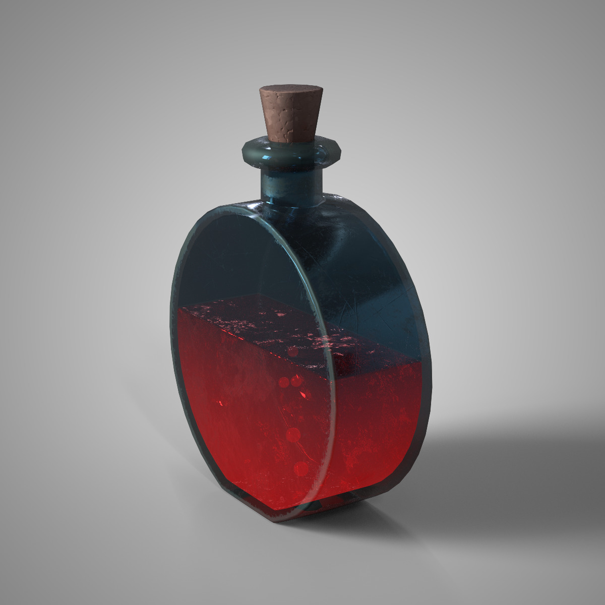 Red Potion Bottle Game Ready Fantasy Asset Low-poly 3D model_1