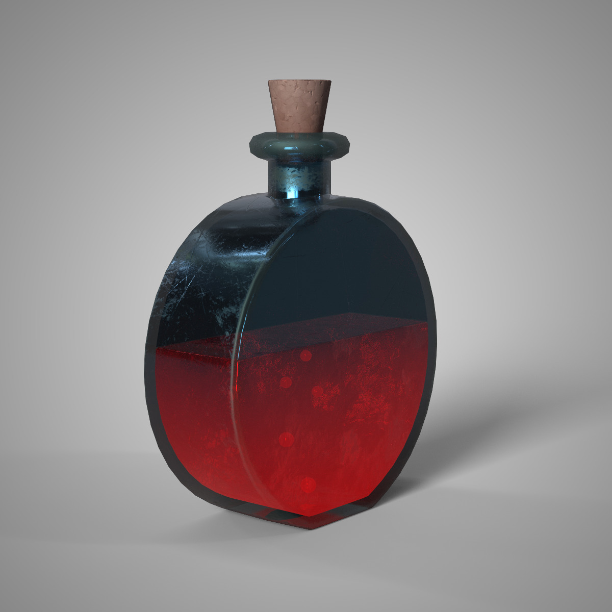 Red Potion Bottle Game Ready Fantasy Asset Low-poly 3D model_2