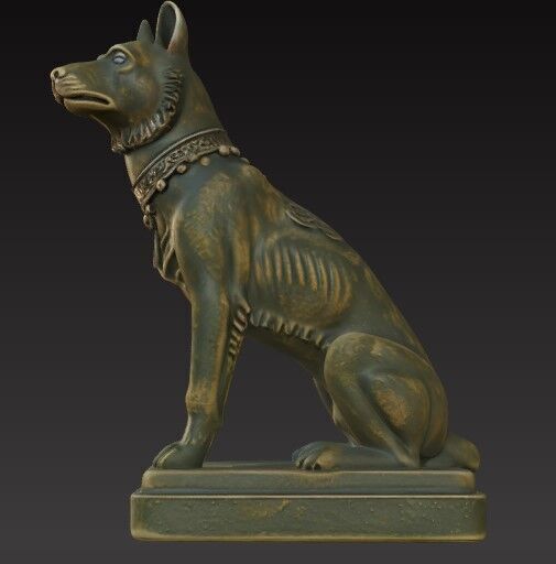 Victorian Style Dog Sculpture 3D Model STL FBX OBJ GLB 3D print model_8