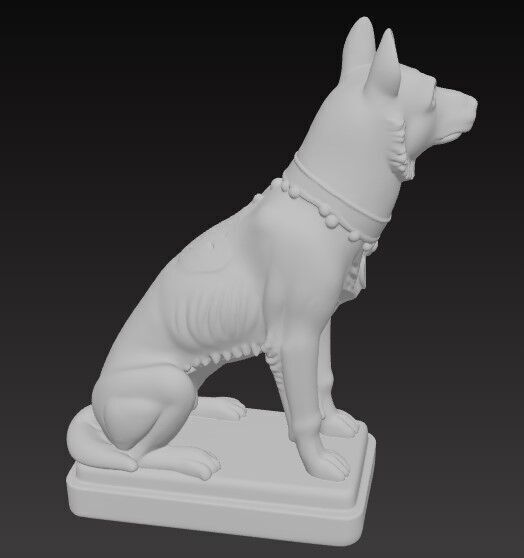 Victorian Style Dog Sculpture 3D Model STL FBX OBJ GLB 3D print model_4