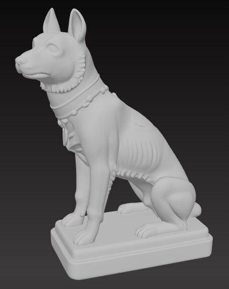 Victorian Style Dog Sculpture 3D Model STL FBX OBJ GLB 3D print model_1