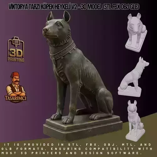 Victorian Style Dog Sculpture 3D Model STL FBX OBJ GLB 3D print model