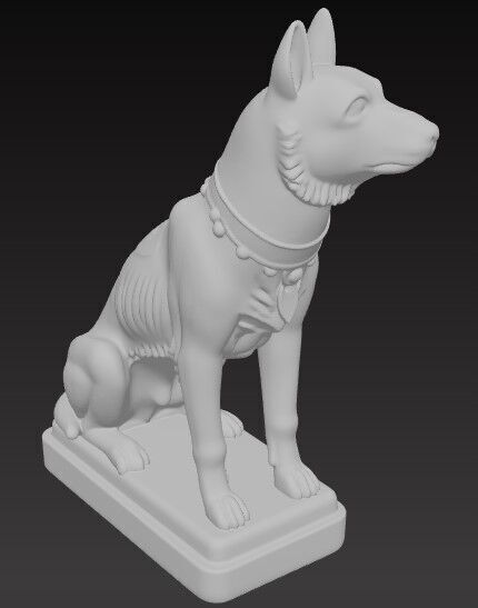 Victorian Style Dog Sculpture 3D Model STL FBX OBJ GLB 3D print model_3
