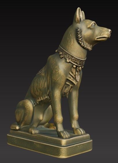 Victorian Style Dog Sculpture 3D Model STL FBX OBJ GLB 3D print model_11