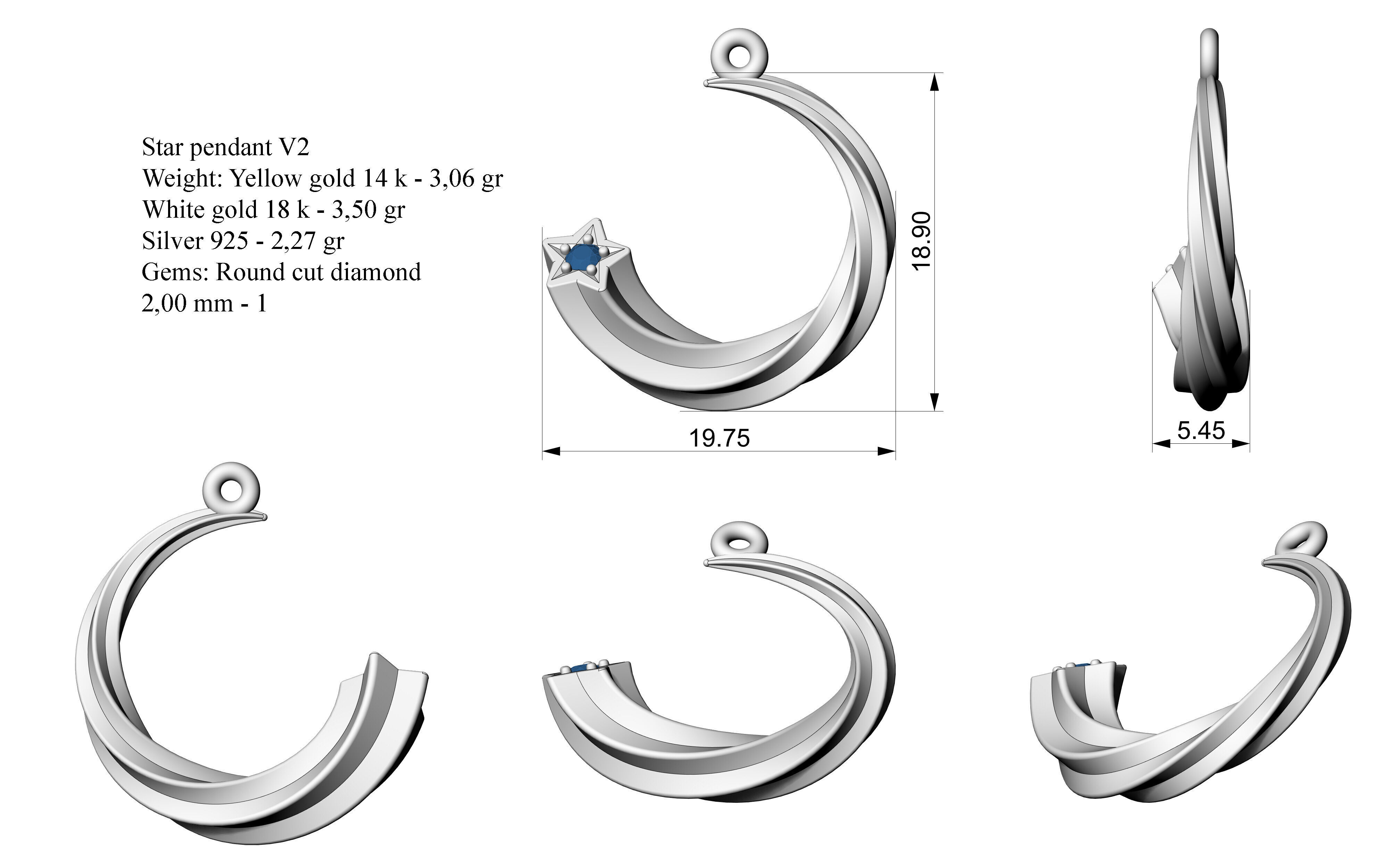 Star pendant V2 3D print model_1