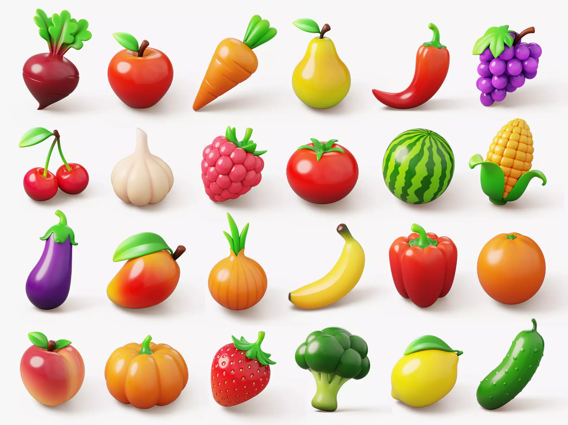 Stylized Fruits and Vegetables Pack 3D model_0