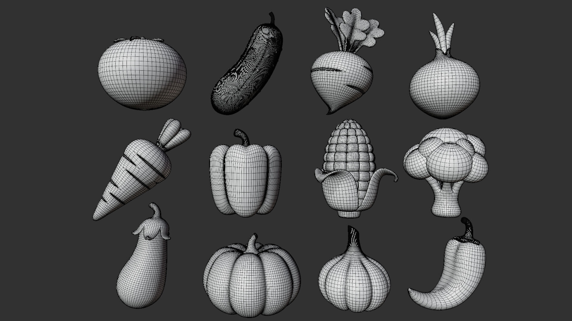 Stylized Fruits and Vegetables Pack 3D model_5