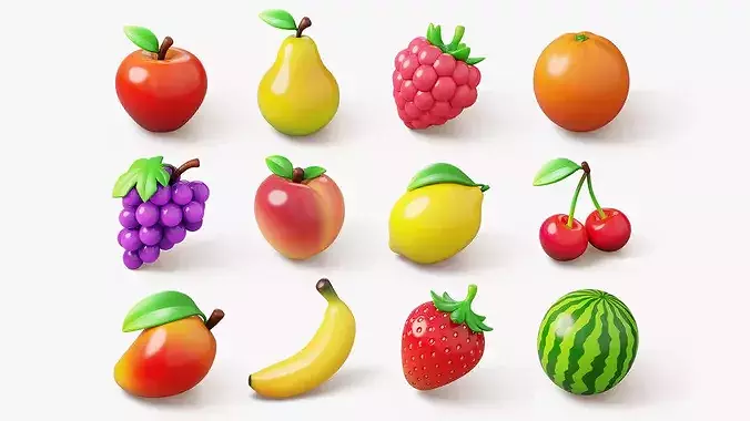 Stylized Fruits and Vegetables Pack 3D model 2