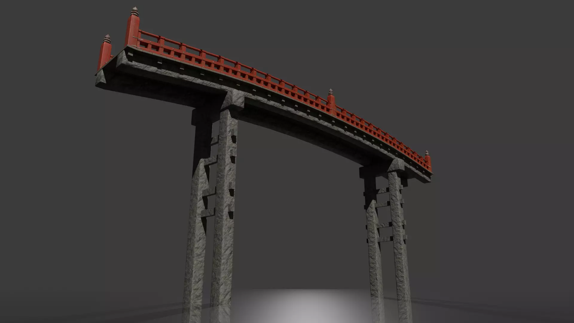Bridge in Asian style Low-poly 3D model