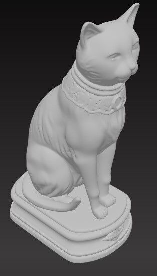Victorian Style Cat Sculpture 3D Model STL FBX OBJ GLB 3D print model_2