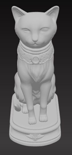 Victorian Style Cat Sculpture 3D Model STL FBX OBJ GLB 3D print model_3