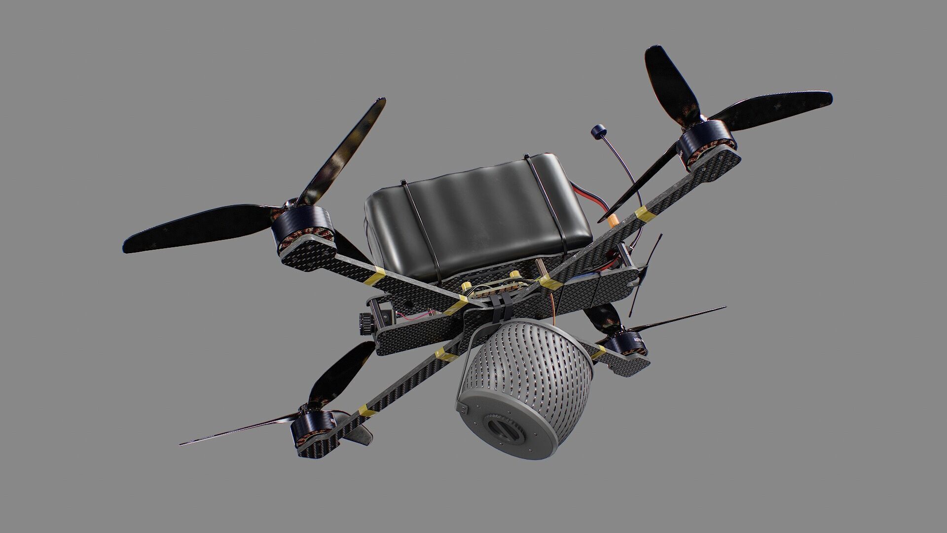 Combat FPV Drone  Kamikaze 7 Inches Low-poly 3D model_6