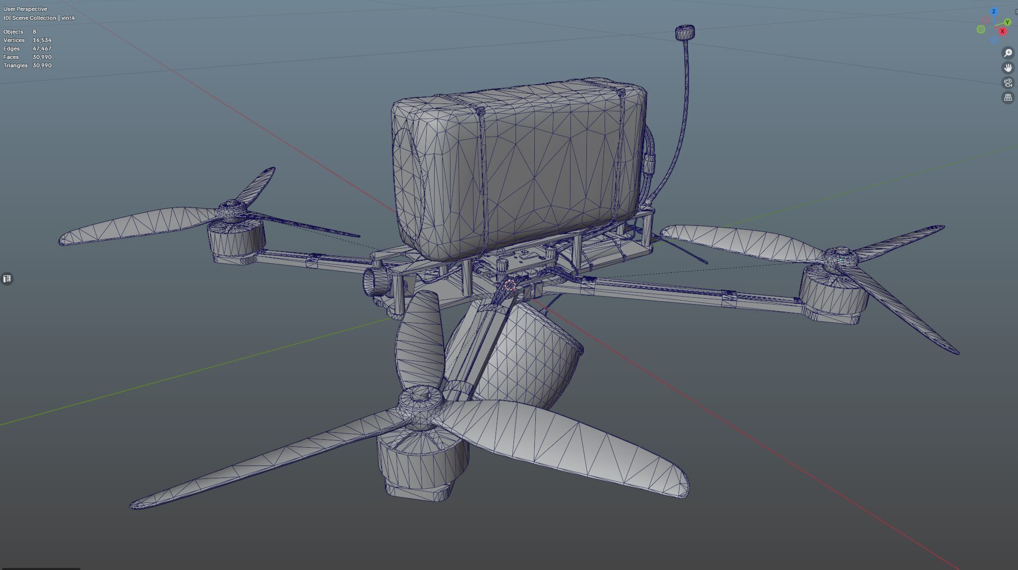 Combat FPV Drone  Kamikaze 7 Inches Low-poly 3D model_20