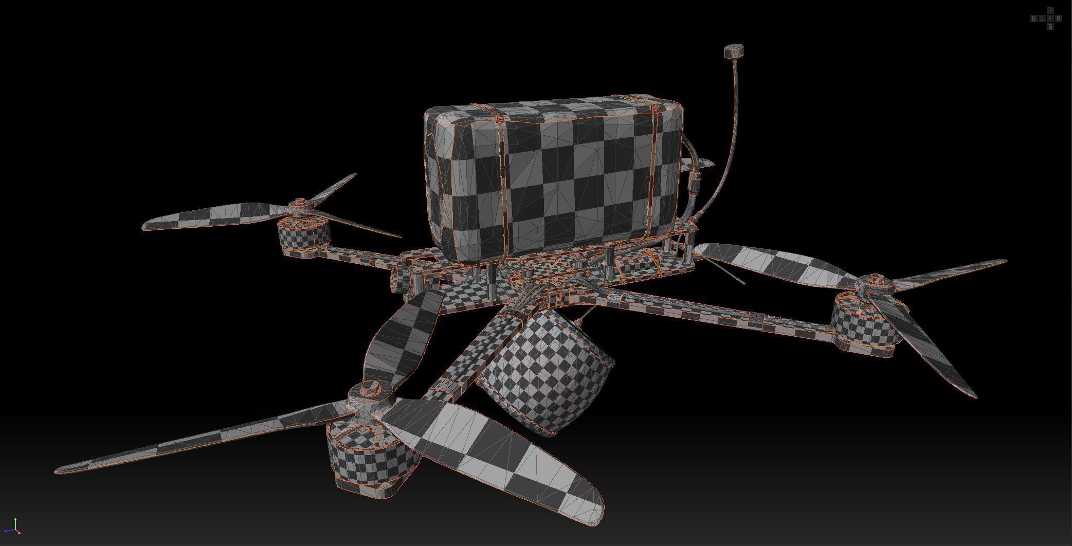 Combat FPV Drone  Kamikaze 7 Inches Low-poly 3D model_21