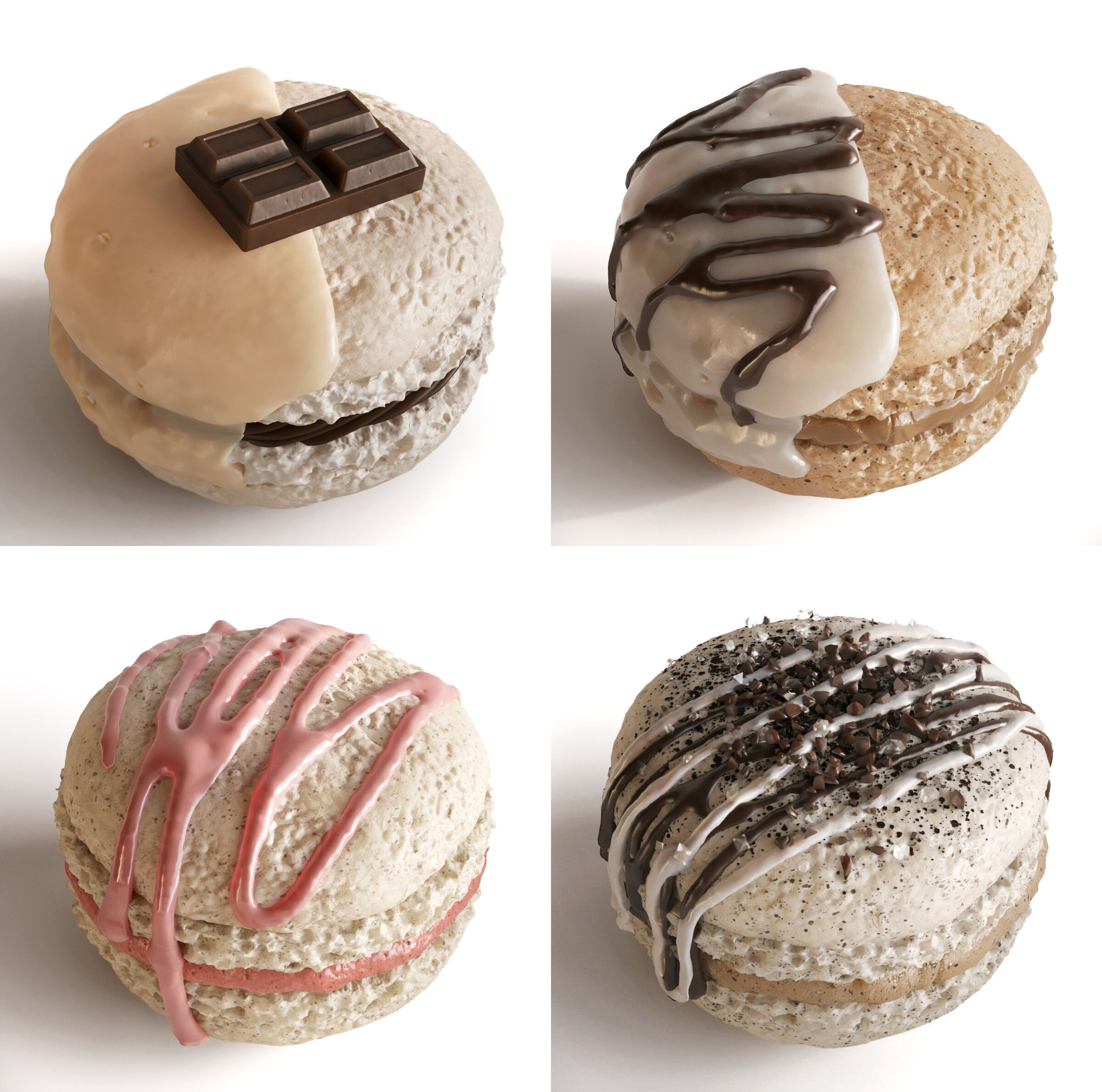 Macarons in box sweets food gift 3D model_2