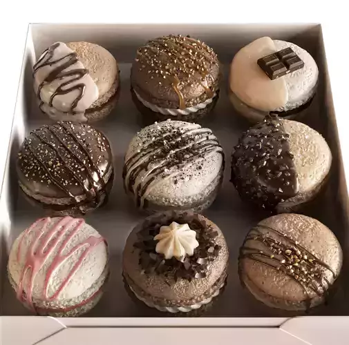 Macarons in box sweets food gift 3D model