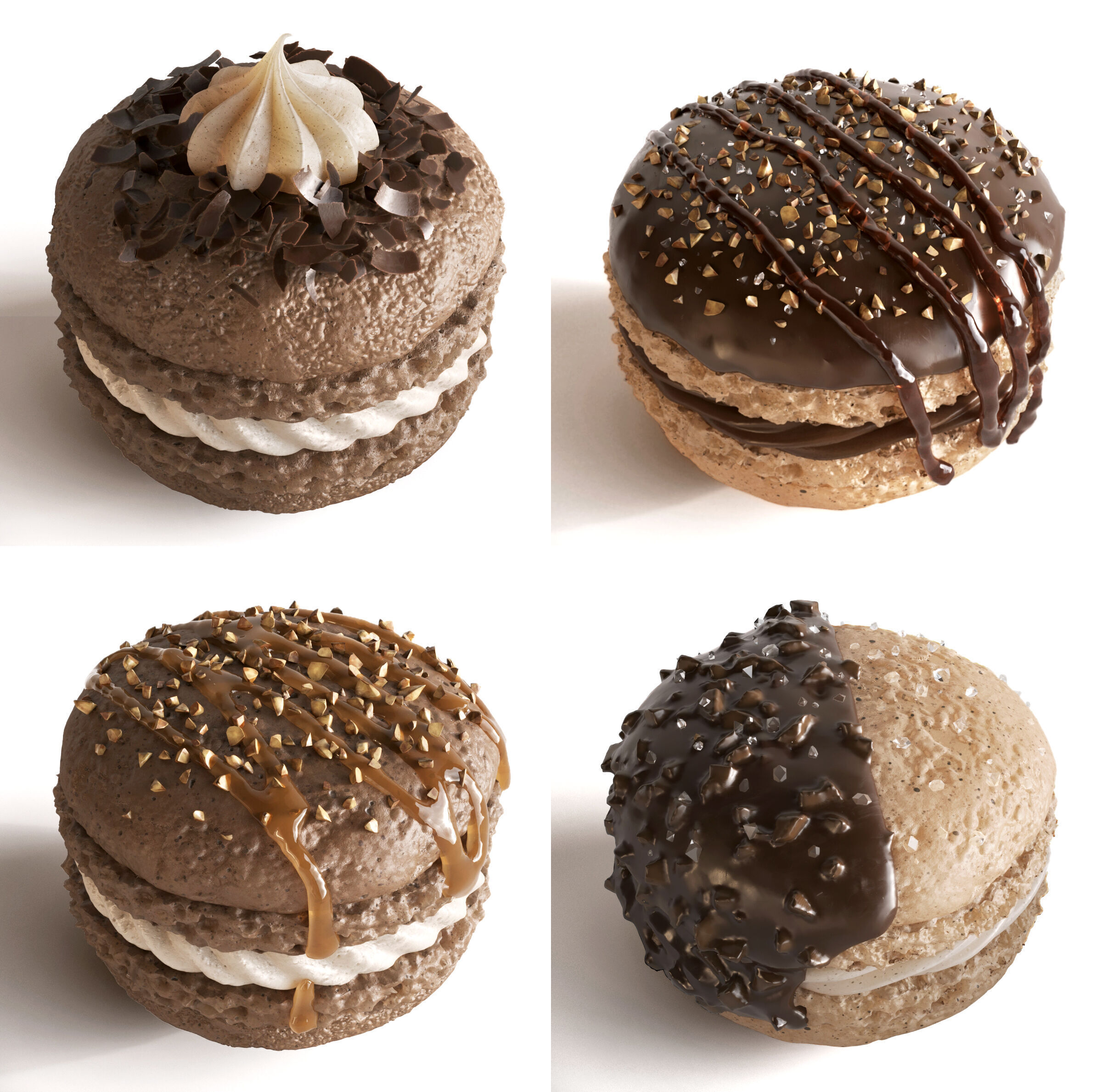 Macarons in box sweets food gift 3D model_1