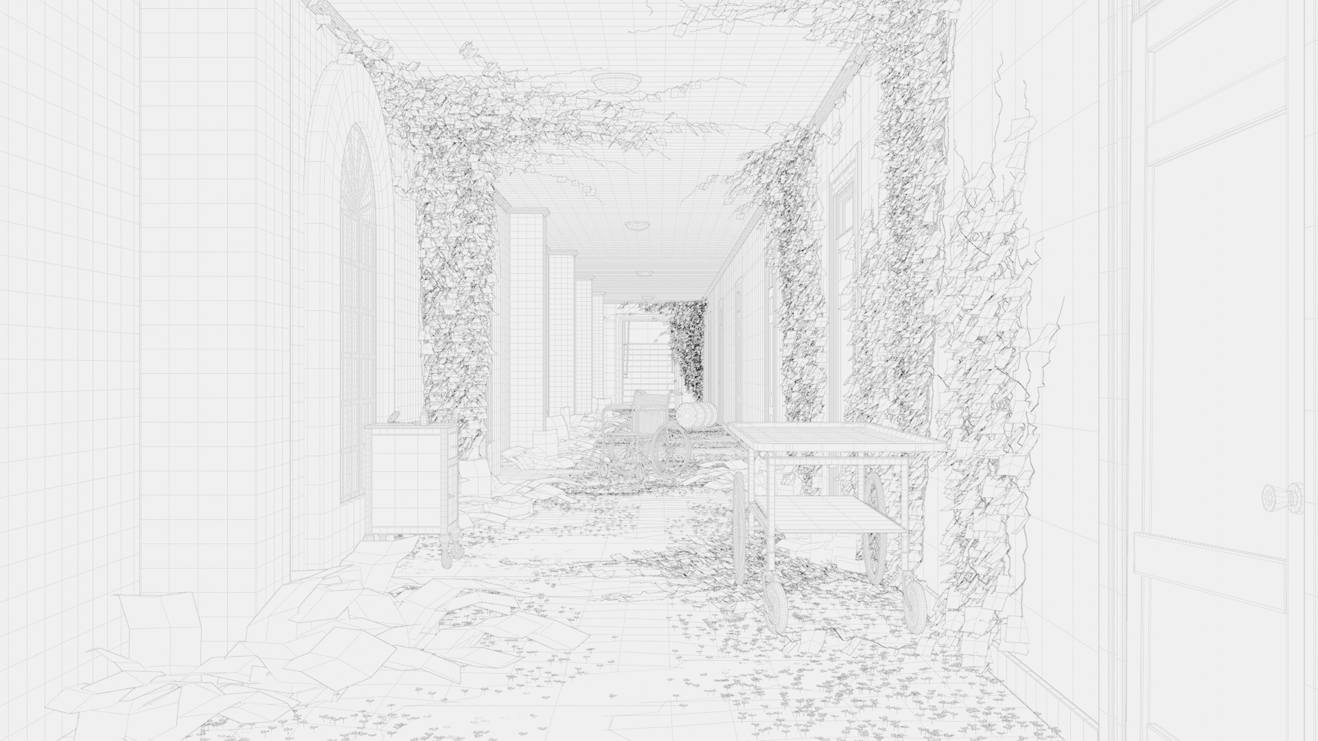 Old Hospital Corridor 3d Scene 3D model_9
