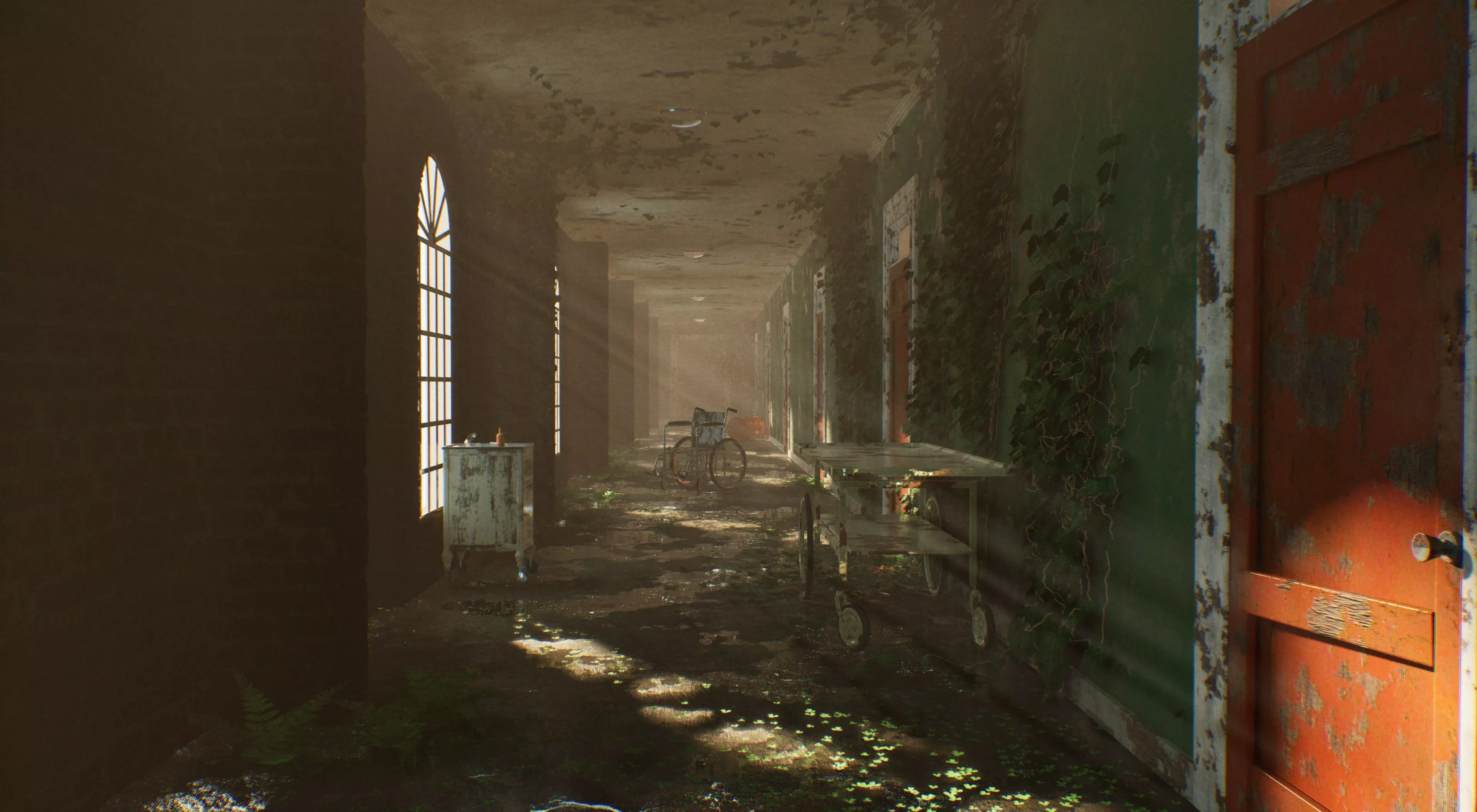 Old Hospital Corridor 3d Scene Low-poly 3D model