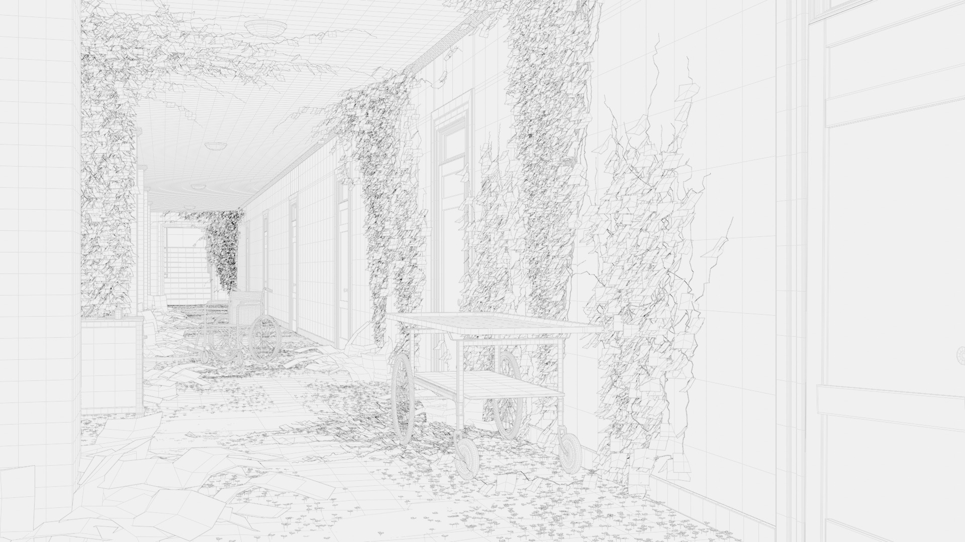 Old Hospital Corridor 3d Scene 3D model_13