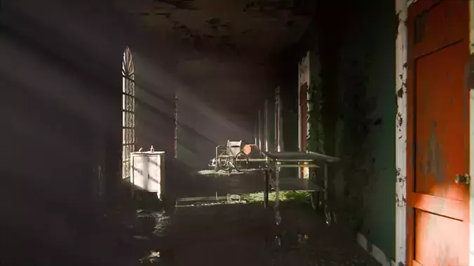 Old Hospital Corridor 3d Scene