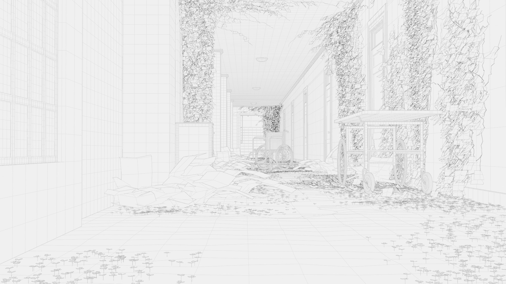 Old Hospital Corridor 3d Scene 3D model_11
