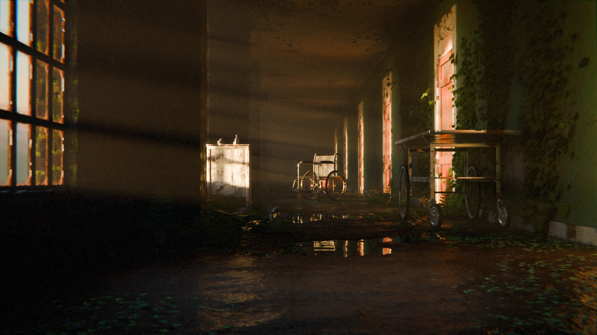 Old Hospital Corridor 3d Scene 3D model_2