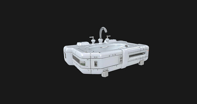 Futuristic Modular SciFi Sink Cyberpunk Spaceship inspired Model Low-poly 3D model
