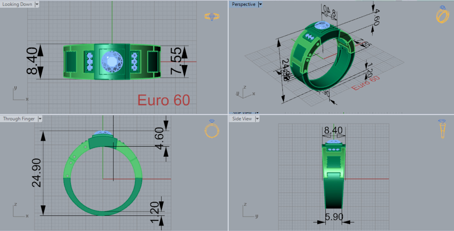 man diamond ring ror0030 3D print model_6