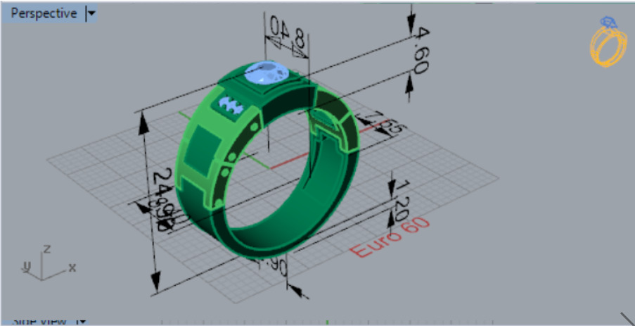 man diamond ring ror0030 3D print model_8