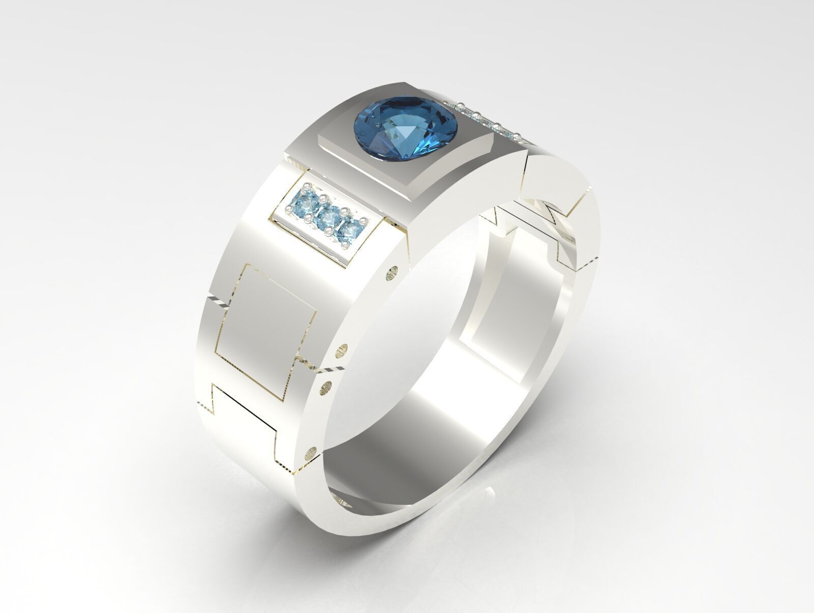 man diamond ring ror0030 3D print model_13